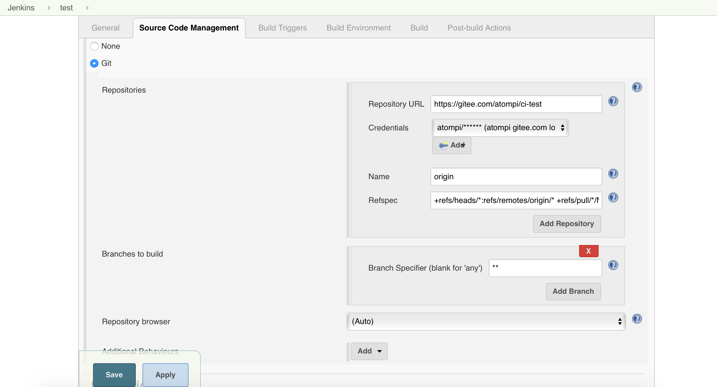 Source Control Configuration